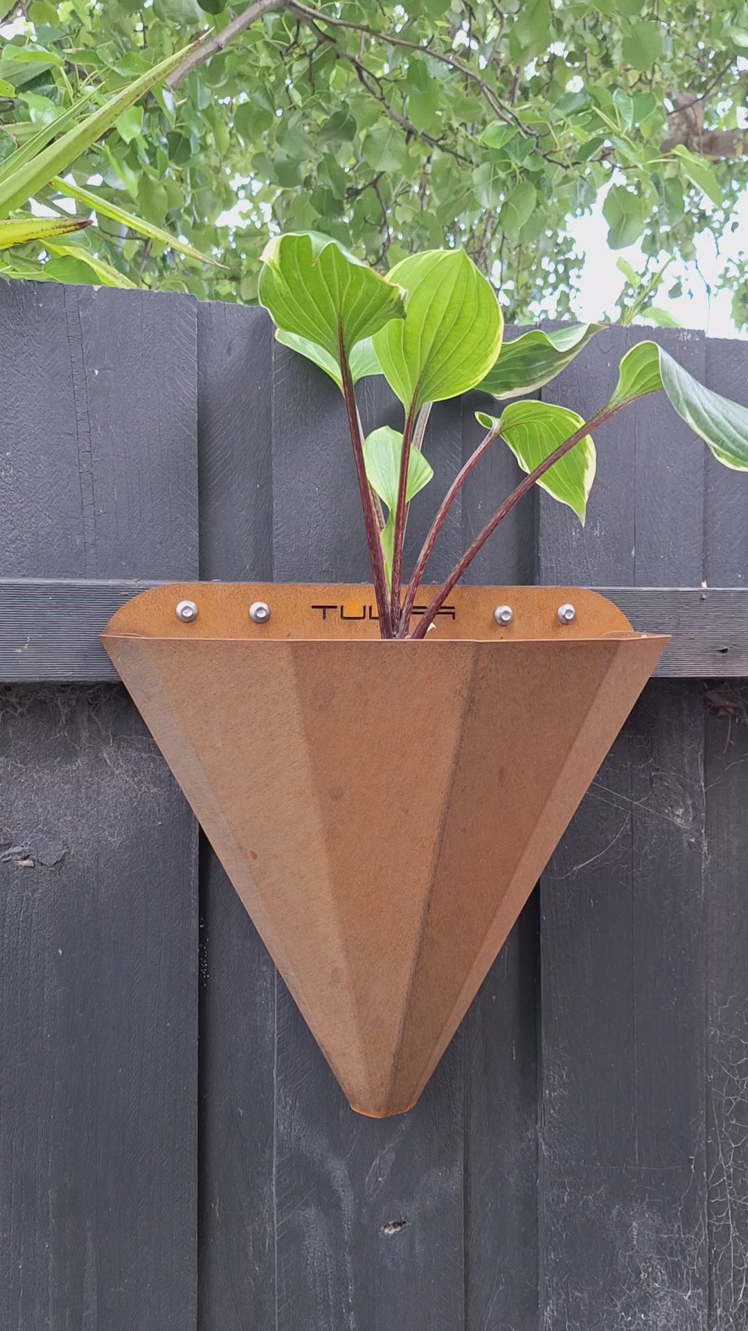 TULIPA Conical Wall Planter Cortensteel